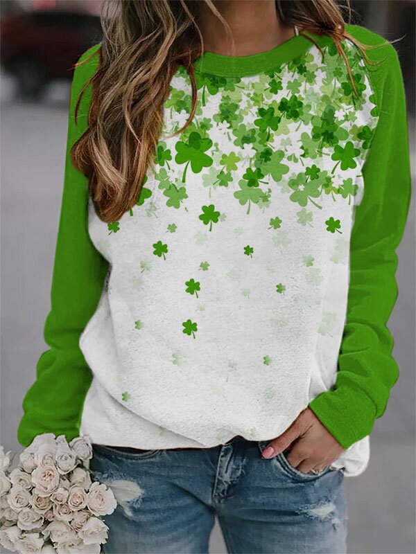 Women's shirt, long sleeved round neck T-shirt, lucky HF2512-04-01