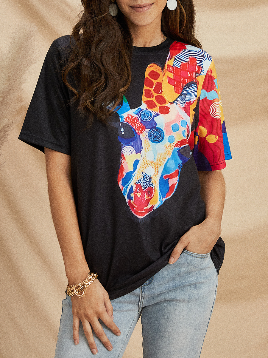 Women's retro printed trendy tops HF1212-02-01