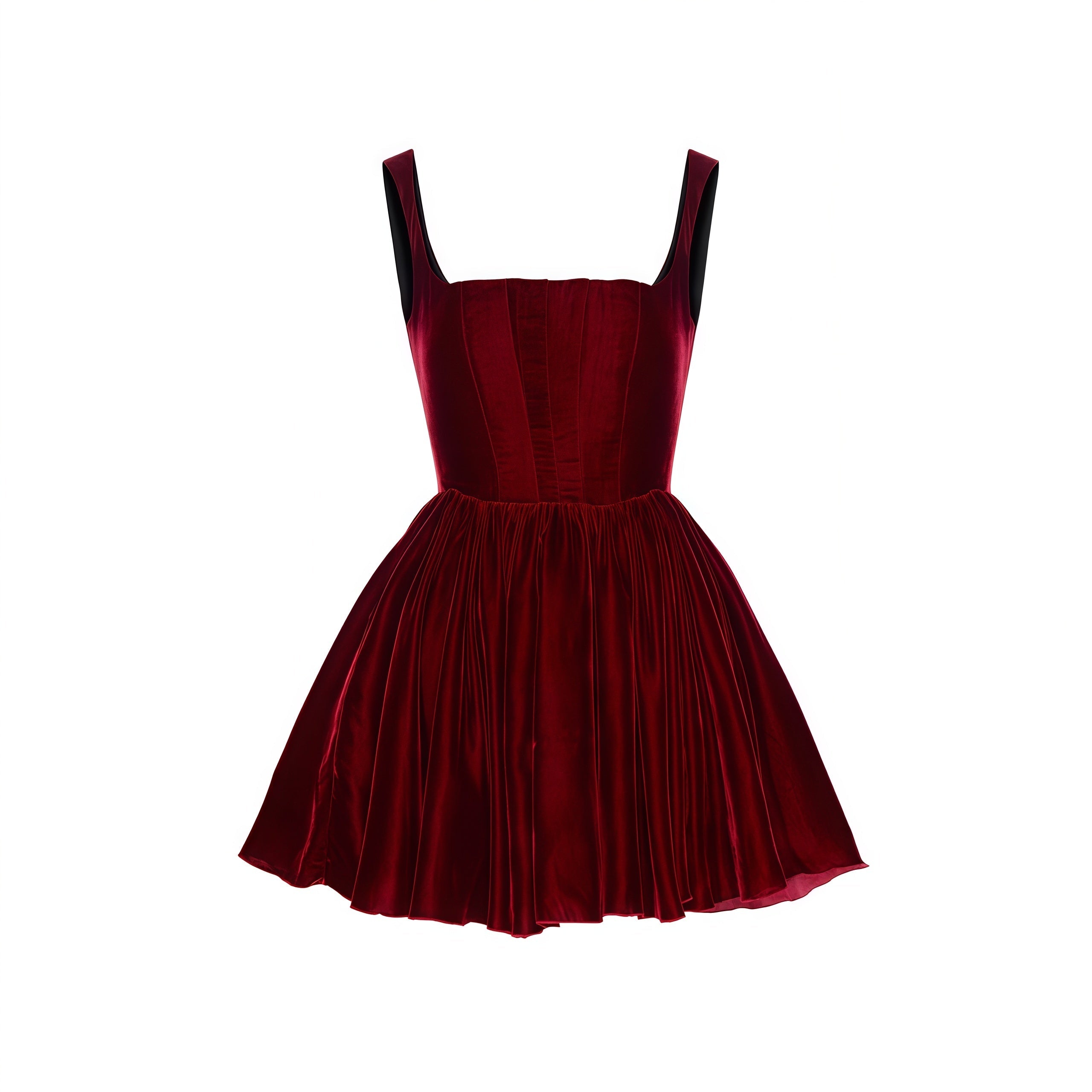 Suspender Velvet Parties Ruffled Short Dress