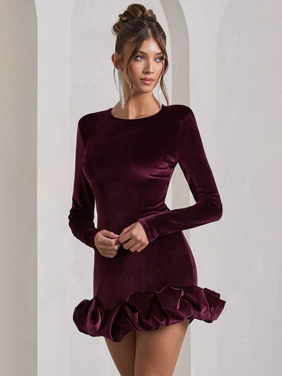 Liber Autumn Women's Pleated Velvet Mini&Short Dresses