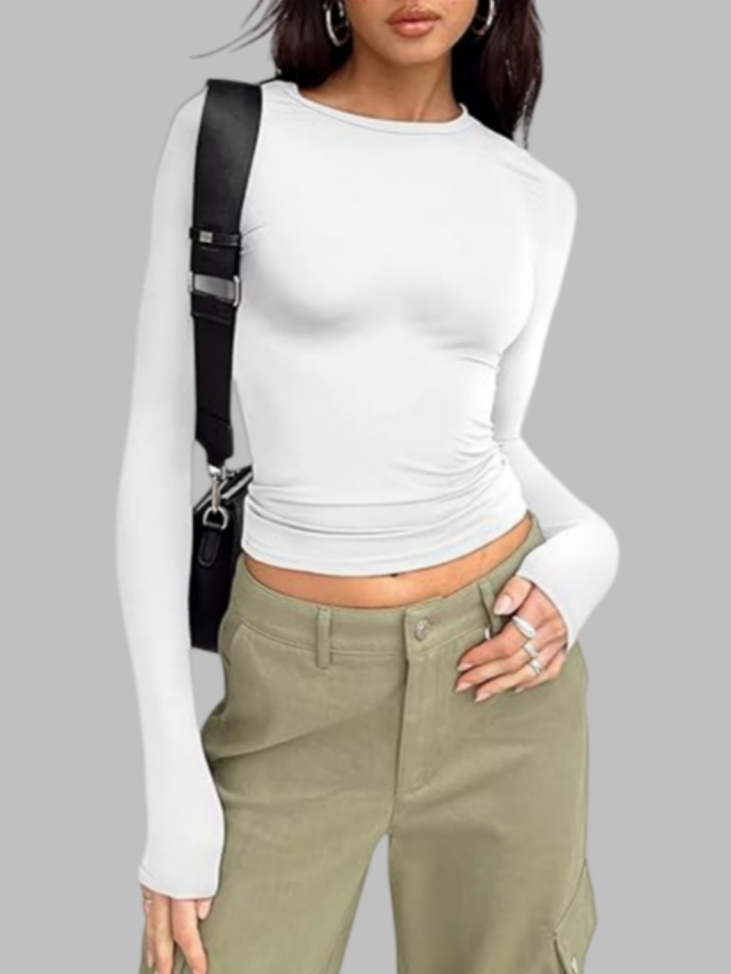 Solid Color Simple Long-sleeved T-shirt