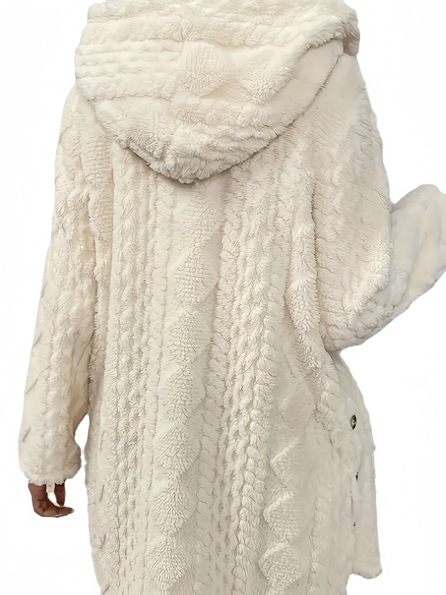 Hooded Furry Loose Button Coat