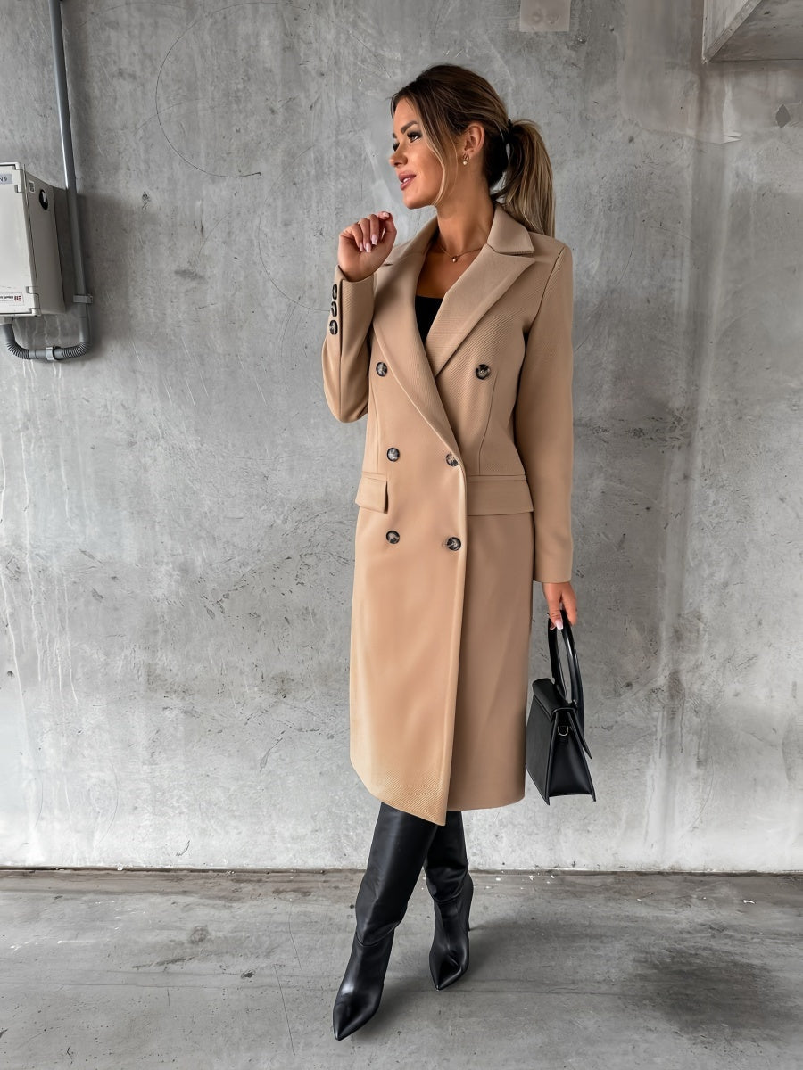 Solid Color Pockets Long Coat