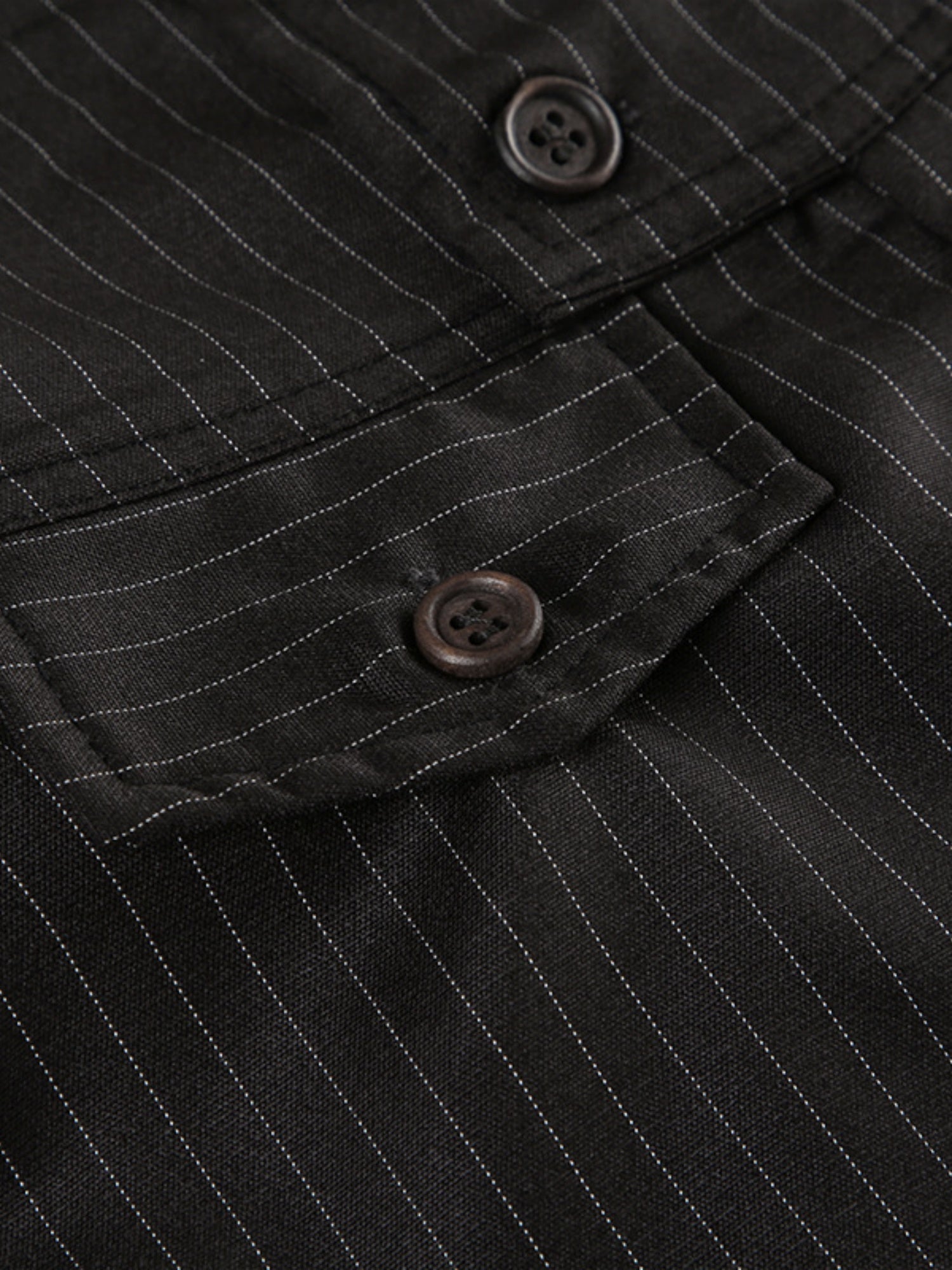 Stripes Contrasting Colors Buttons Straight-leg Pants Pants