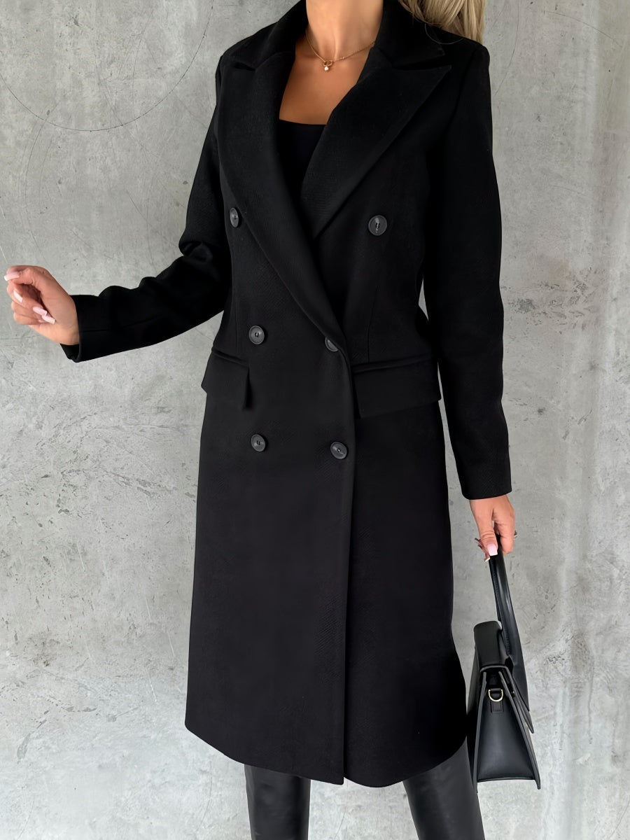 Solid Color Pockets Long Coat