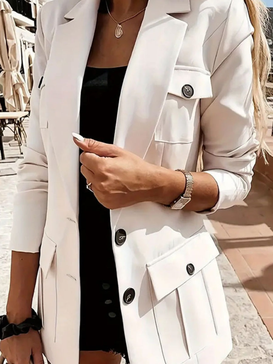 Loose-fitting Suit Solid Color Mid-length Coat