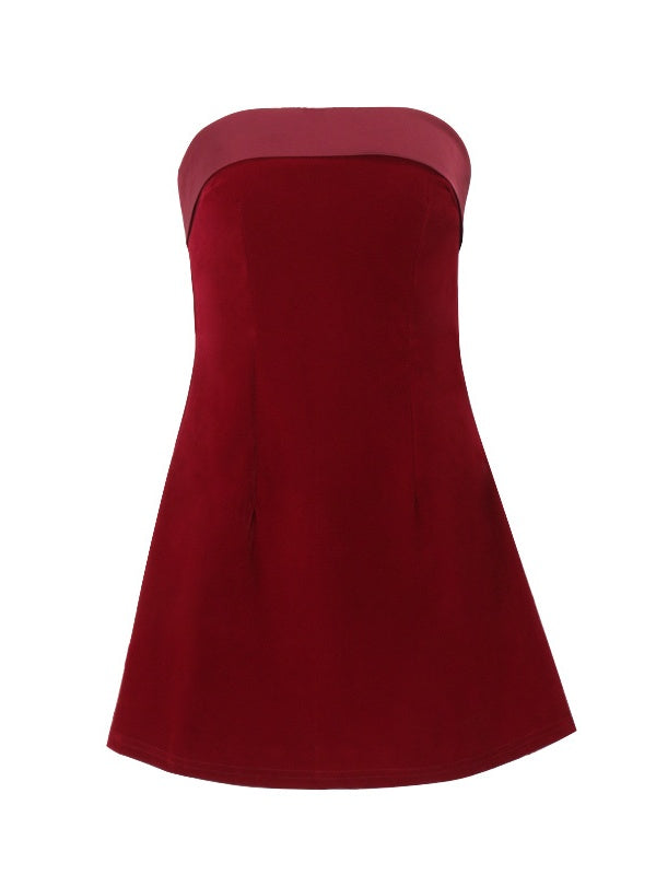 Tube Top Velvet Mini Dresses