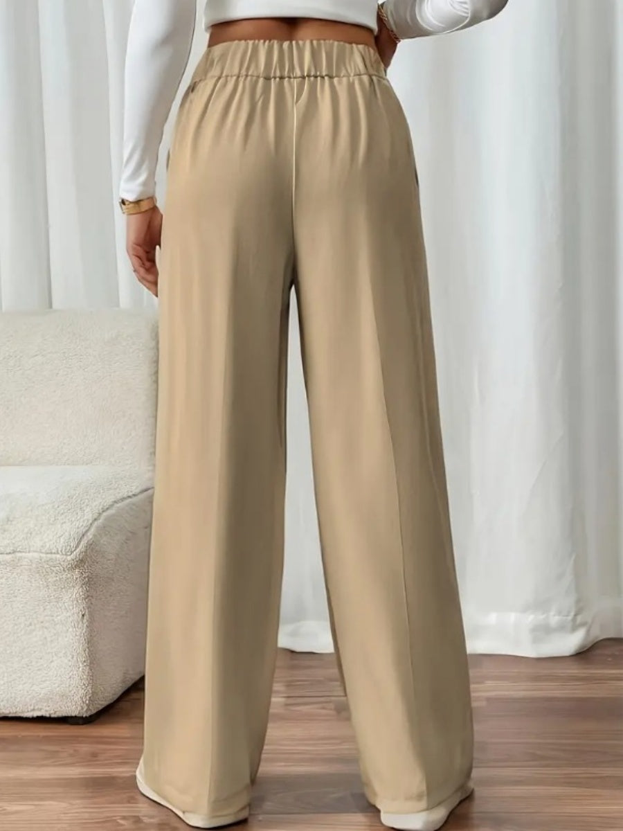 Casual High-waisted  Loose Straight leg Pocket Pants