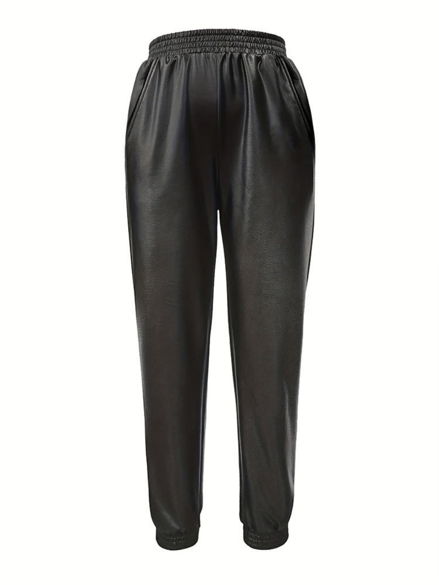 PU Leather Pants Tight Fit Foot Binding Pants