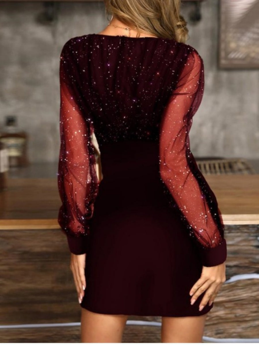 Liber Spring Women's Sequins Solid Color Mini&Short Dresses