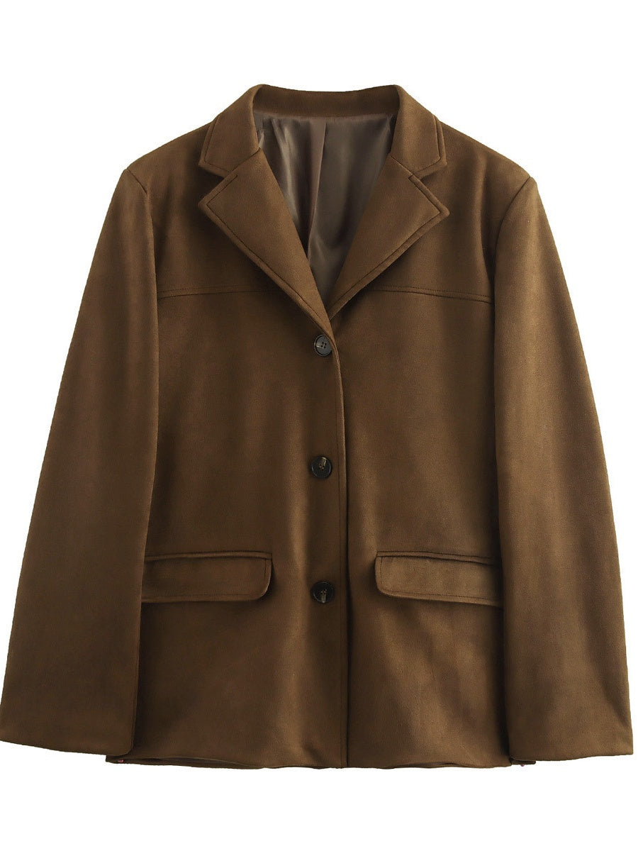 Loose suit jacket Suede Coats