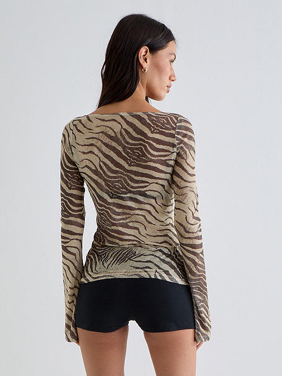 Mesh Printed Animal Print T-shirts