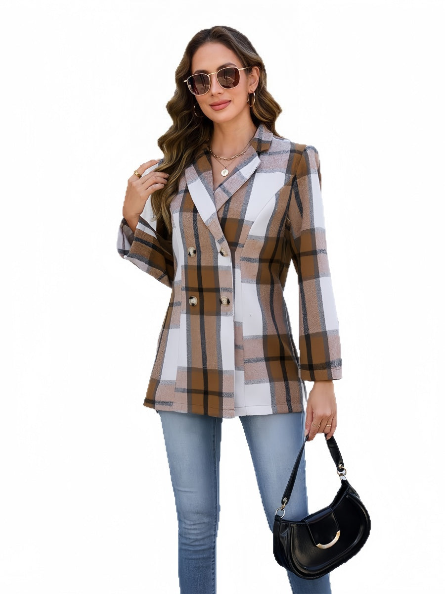 Tweed Plaid Button-Down Coat