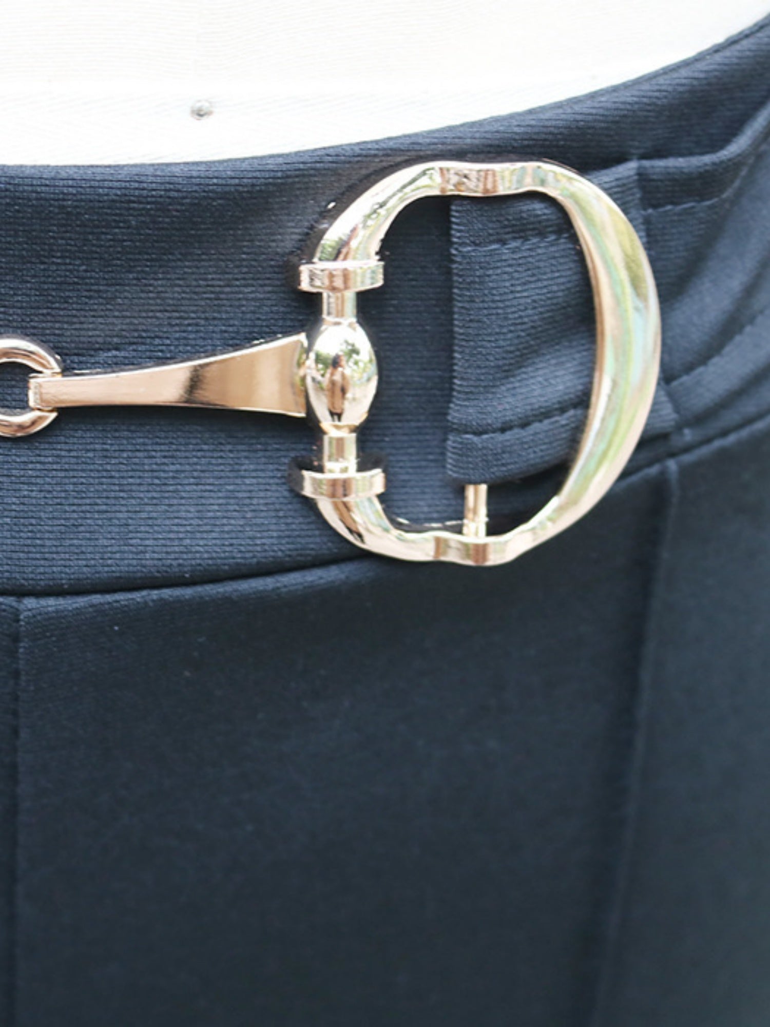 Metal Decoration Pleated High-waisted Straight Tube Pants