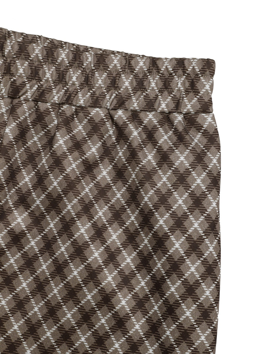 Women's Straight-leg brown checkered trousers