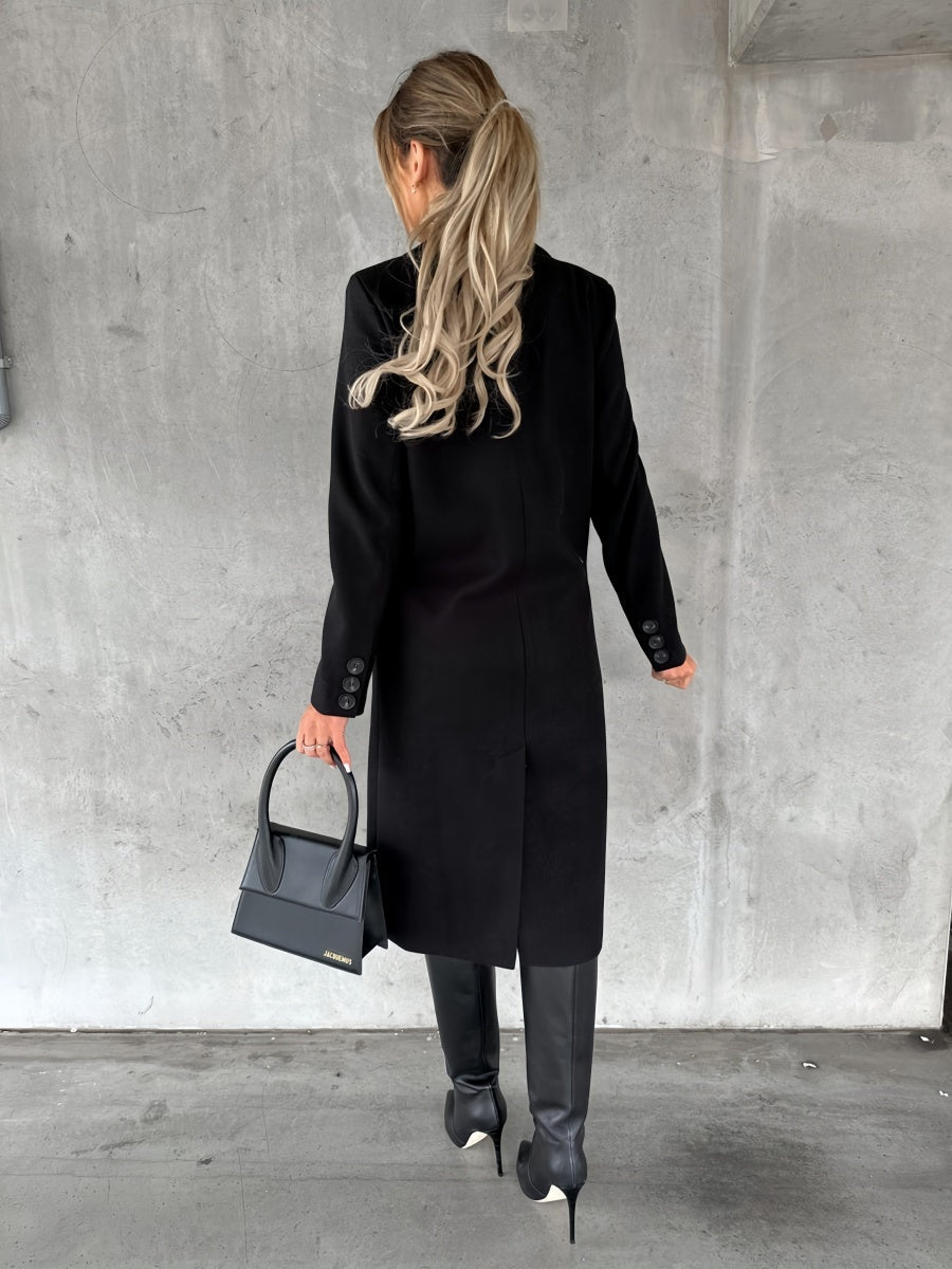 Solid Color Pockets Long Coat