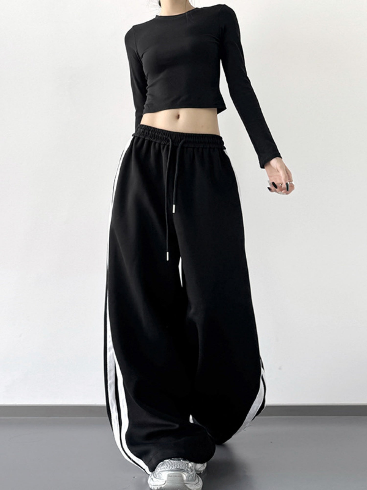 Girlish Pink Sweatpants High-waisted Wide-leg Casual Pants