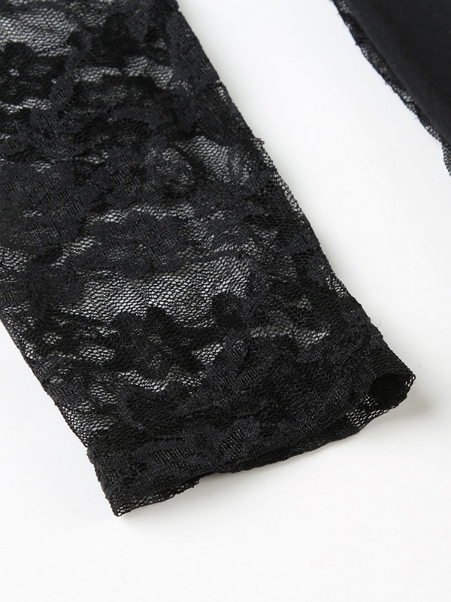 Lace Patchwork Sexy See-through Round Neck And Backless Long-sleeved T-shirt