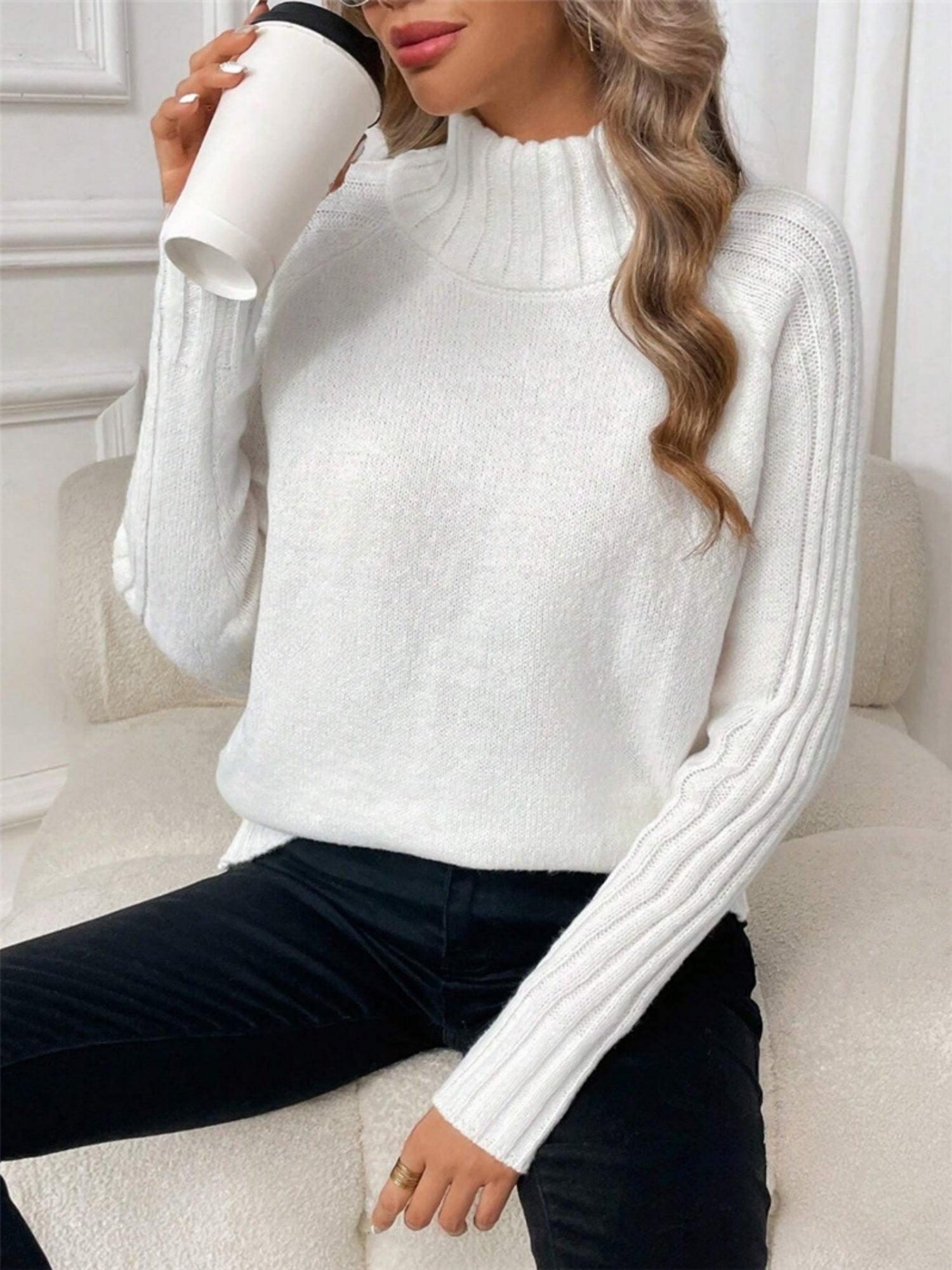 Turtleneck Raglan Long-sleeved Sweater