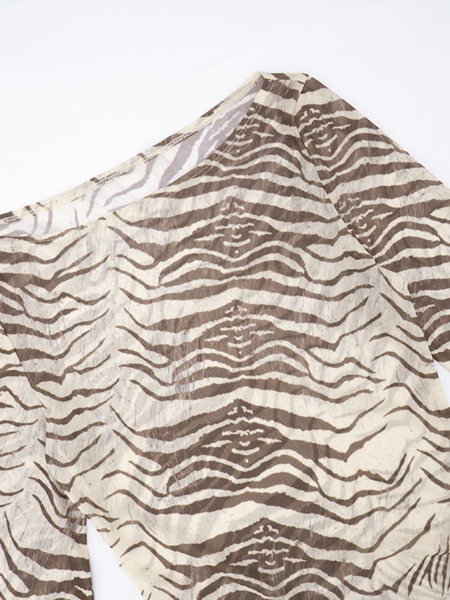 Mesh Printed Animal Print T-shirts