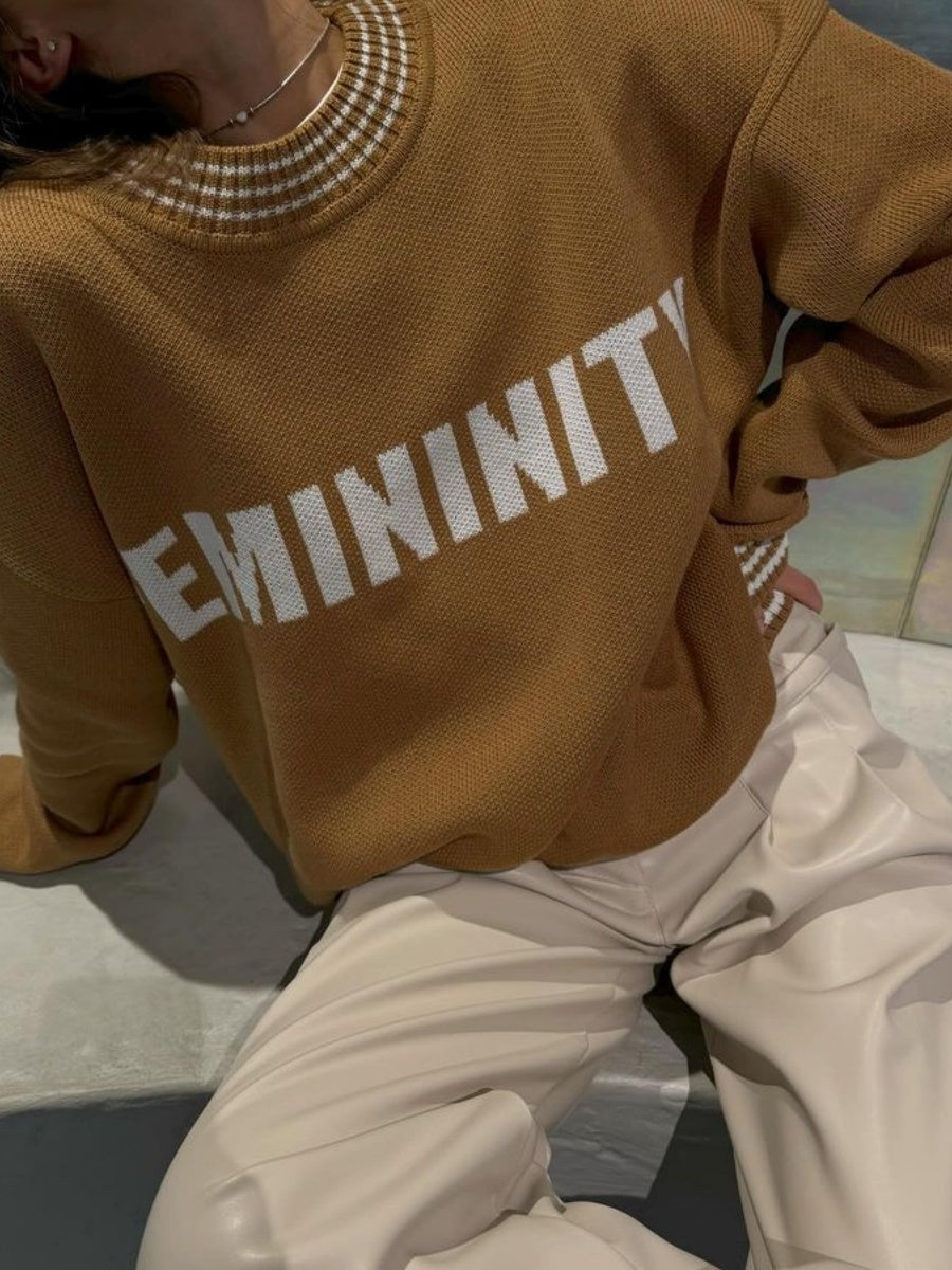 Knitwear Crew Neck Hood Letter Jacquard Sweaters