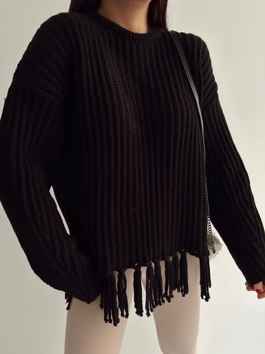 Thickened Loose Tassel Solid Color Knitting Sweaters