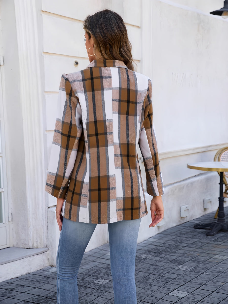 Tweed Plaid Button-Down Coat