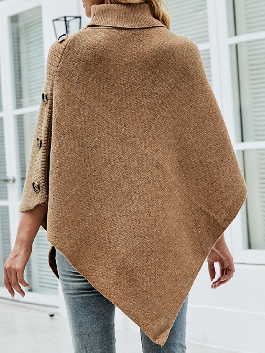 Solid Color Turtleneck Shawl Cloak Sweaters