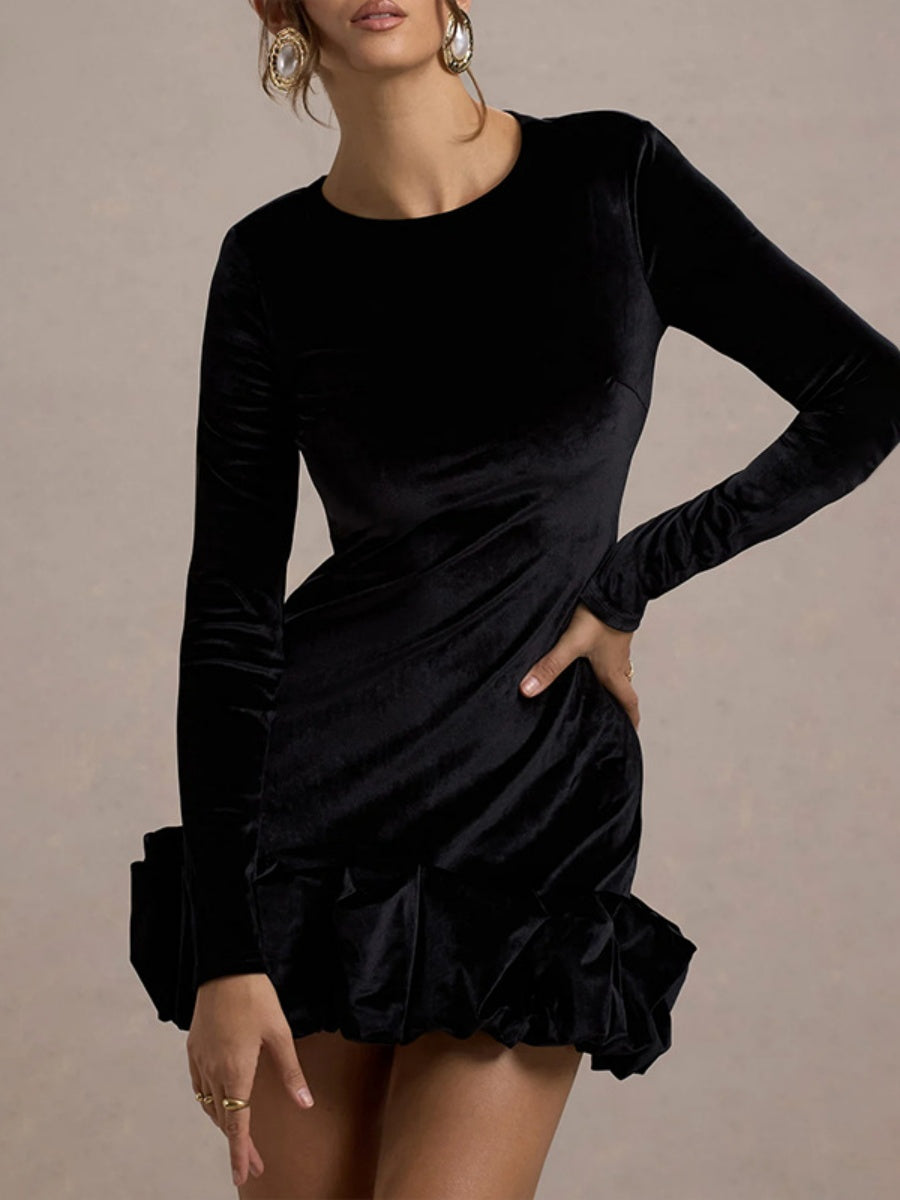 Liber Autumn Women's Pleated Velvet Mini&Short Dresses