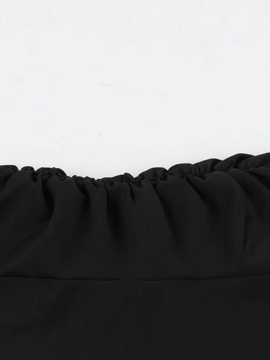 Batwing Sleeves Slim Fit Black Mini&Short Dresses