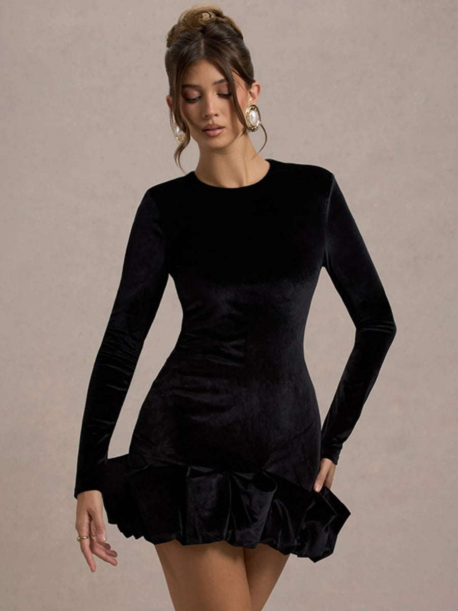 Liber Autumn Women's Pleated Velvet Mini&Short Dresses