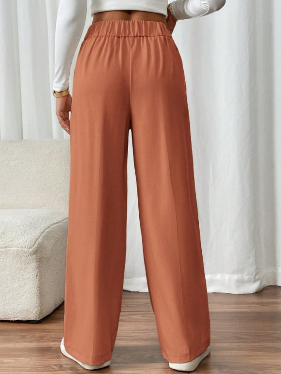 Casual High-waisted  Loose Straight leg Pocket Pants