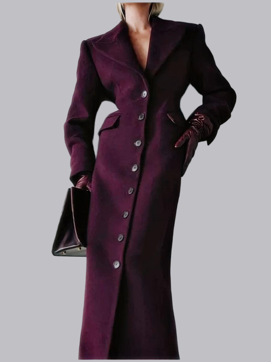 Lapel Solid Color Single-Breasted Slim Fit Long Coats