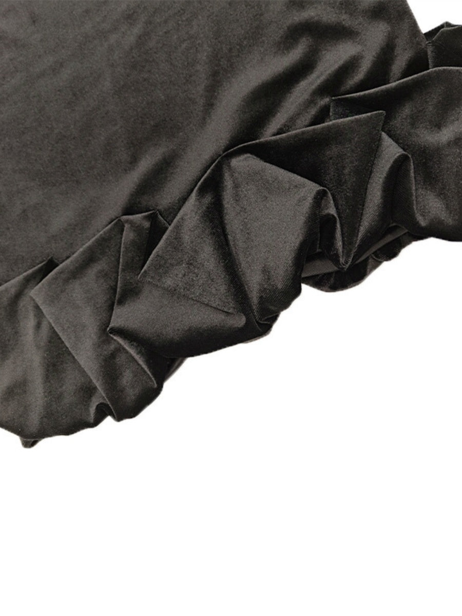 Liber Autumn Women's Pleated Velvet Mini&Short Dresses