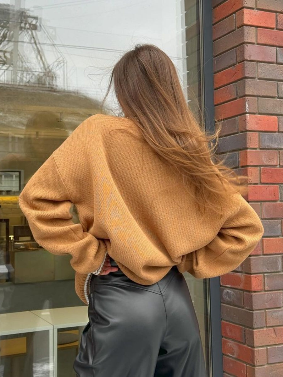 Knitwear Crew Neck Hood Letter Jacquard Sweaters