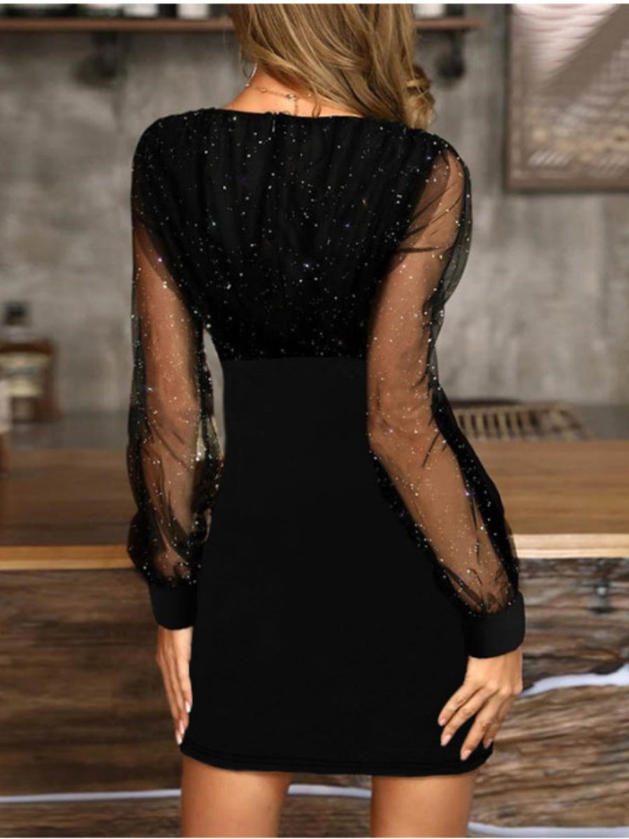 Liber Spring Women's Sequins Solid Color Mini&Short Dresses