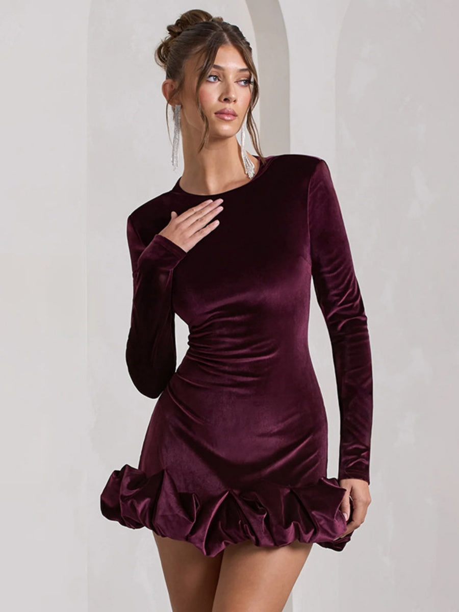 Liber Autumn Women's Pleated Velvet Mini&Short Dresses