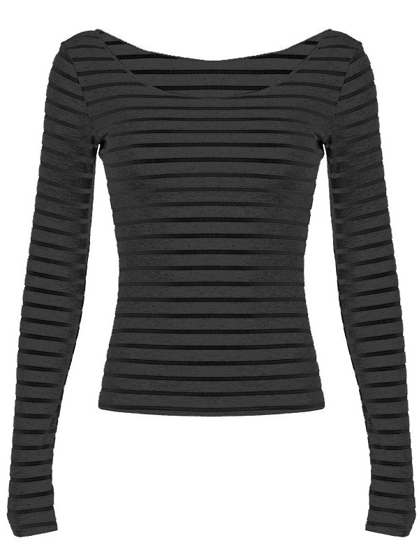 Dark Gray Contrasting Colors Stripes T-shirts