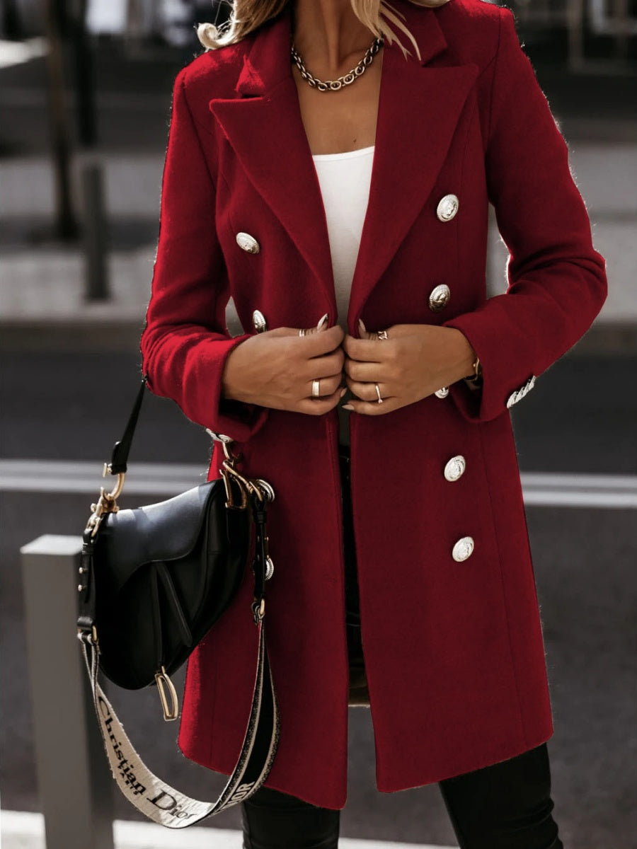 Long Sleeve Suit Collar Double-breasted Coats