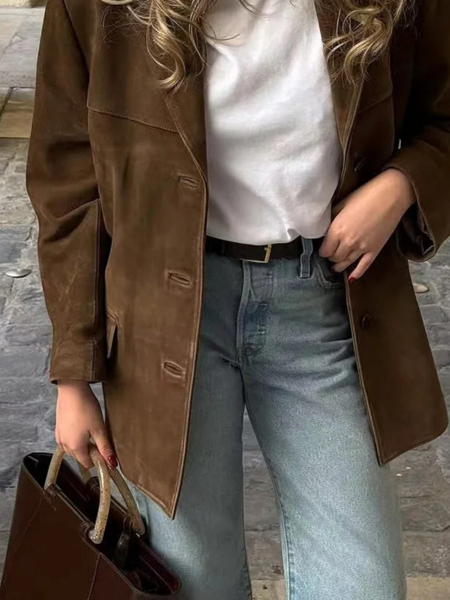 Loose suit jacket Suede Coats