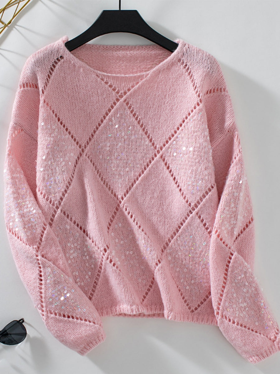 Hollow Diamond Sequins Loose Sweaters