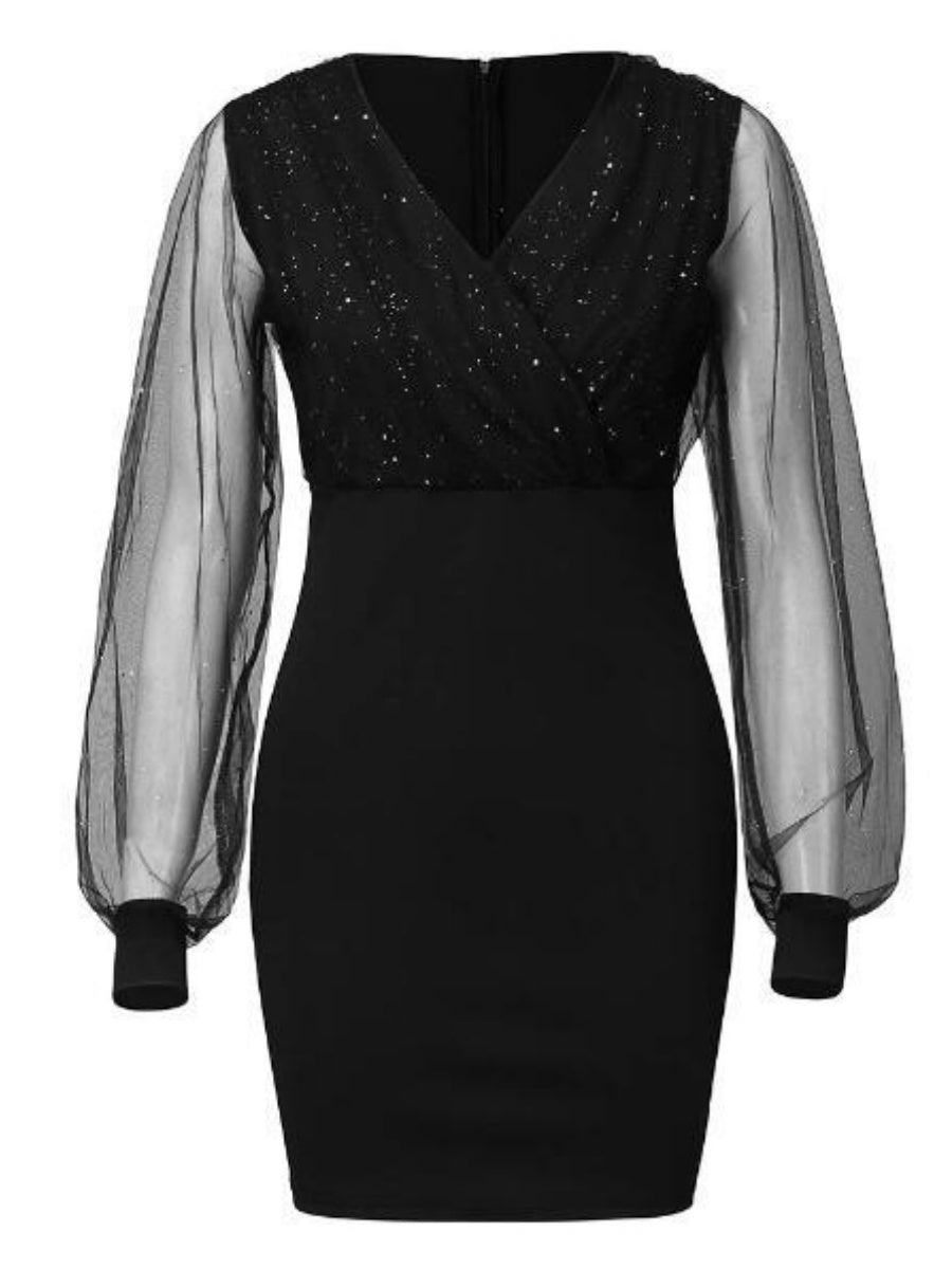 Liber Spring Women's Sequins Solid Color Mini&Short Dresses