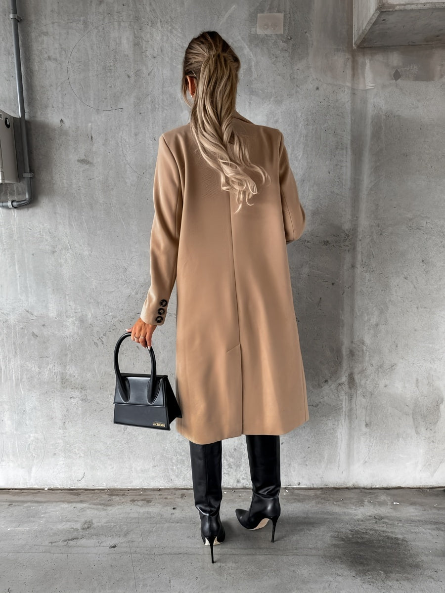 Solid Color Pockets Long Coat