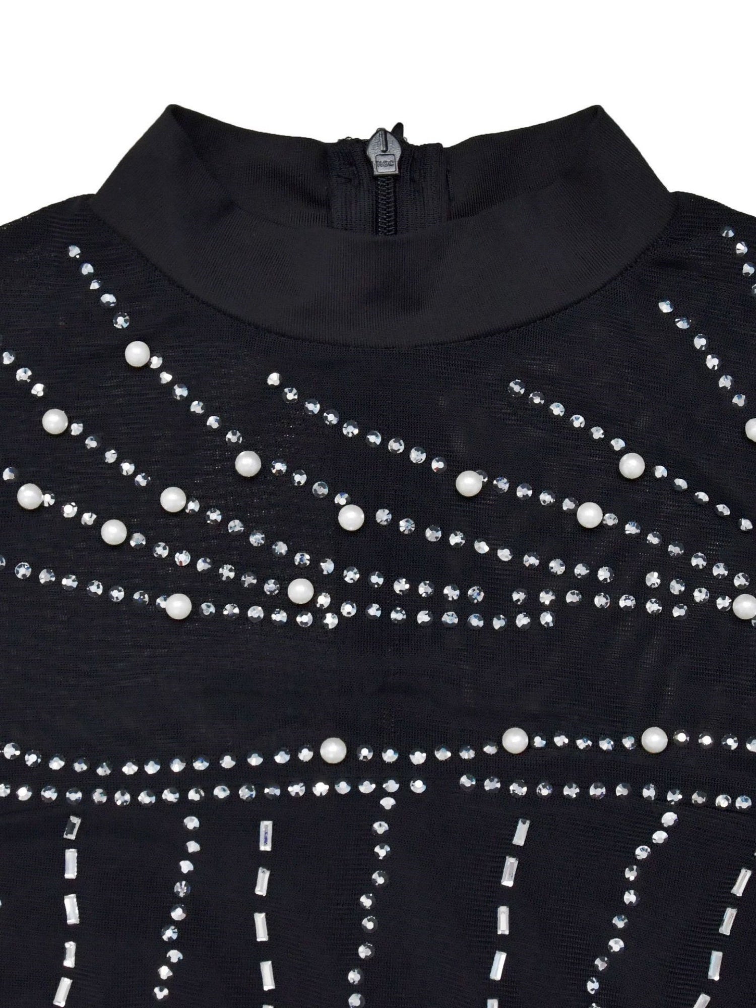 Long-sleeved Mesh Hot-fix Rhinestones And Bubbles Perspective Party The Gala Was Dazzling. Mini&Short Dresses