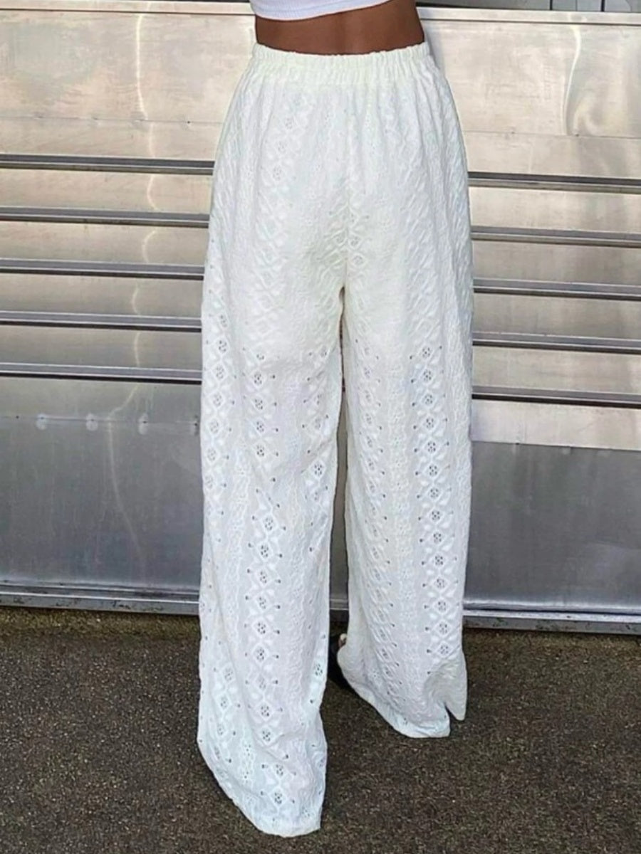 Lace High waist Straight Pants
